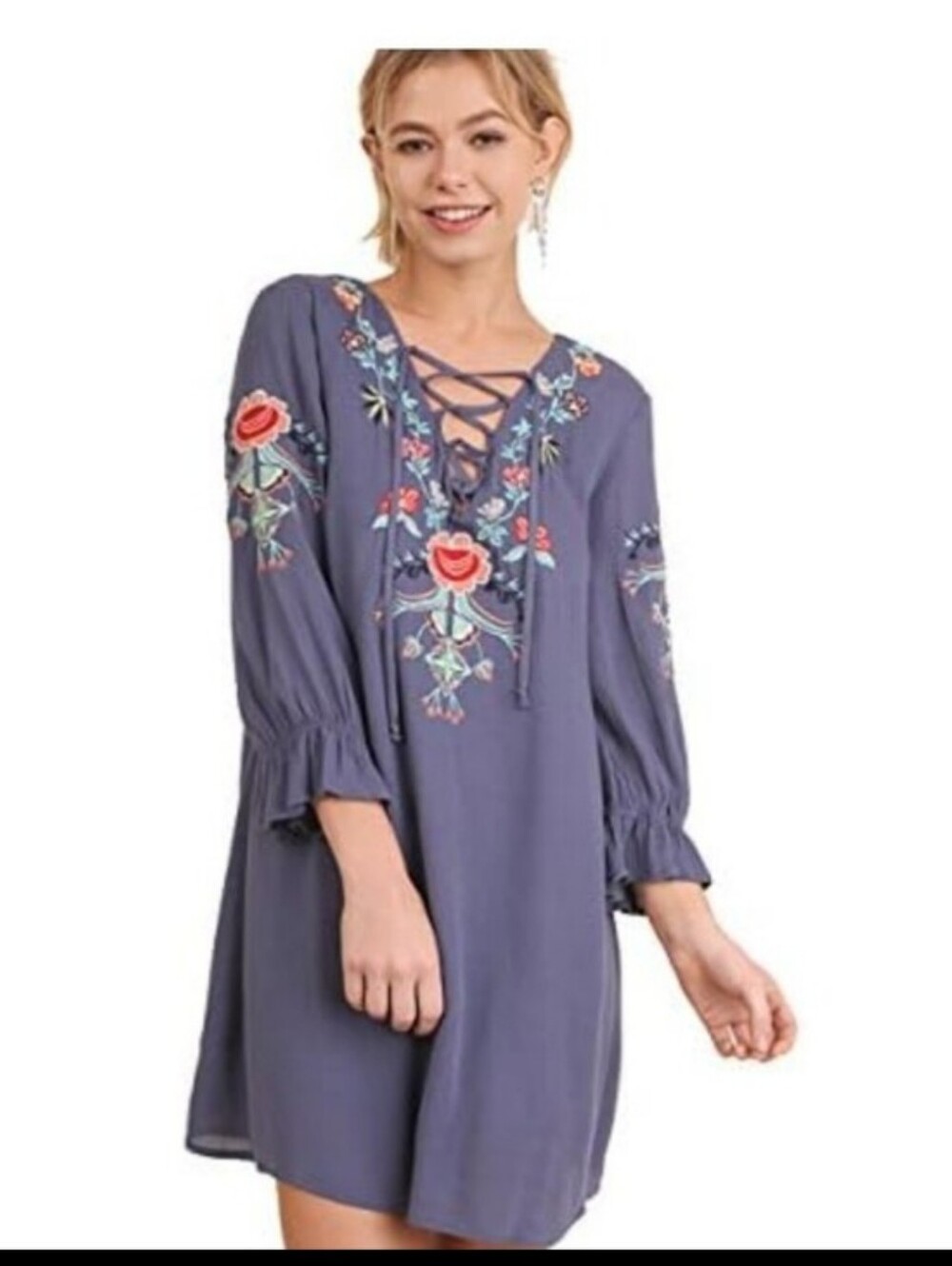 Umgee Embroidered Peasant Dress Whimsygoth Folk Artsy Boho-Chic Cottagecore